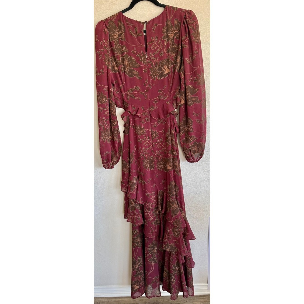 ASTR The Label Biella Plum Floral Cutout Ruffle Maxi Dress Size XL wedding event - Picture 6 of 11